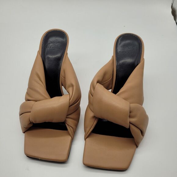 MARC FISHER Womens Dellian Stiletto Slip On Leather Heeled Sandal sz 8 tan brown - Picture 2 of 9